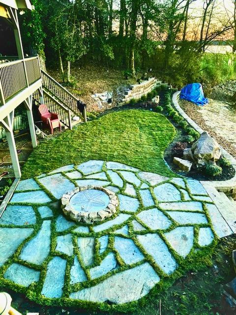 Stonework patio and firepit